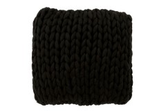 HAND KNITTED CUSHION BLACK     - CUSHIONS